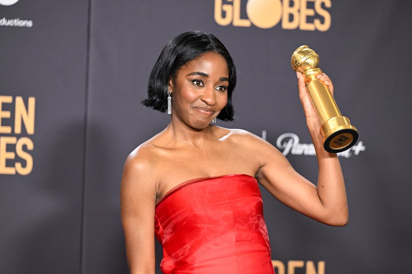 Ayo Edebiri wins the award for Best Performance by a Female Actor in a Television Series  Musical or...