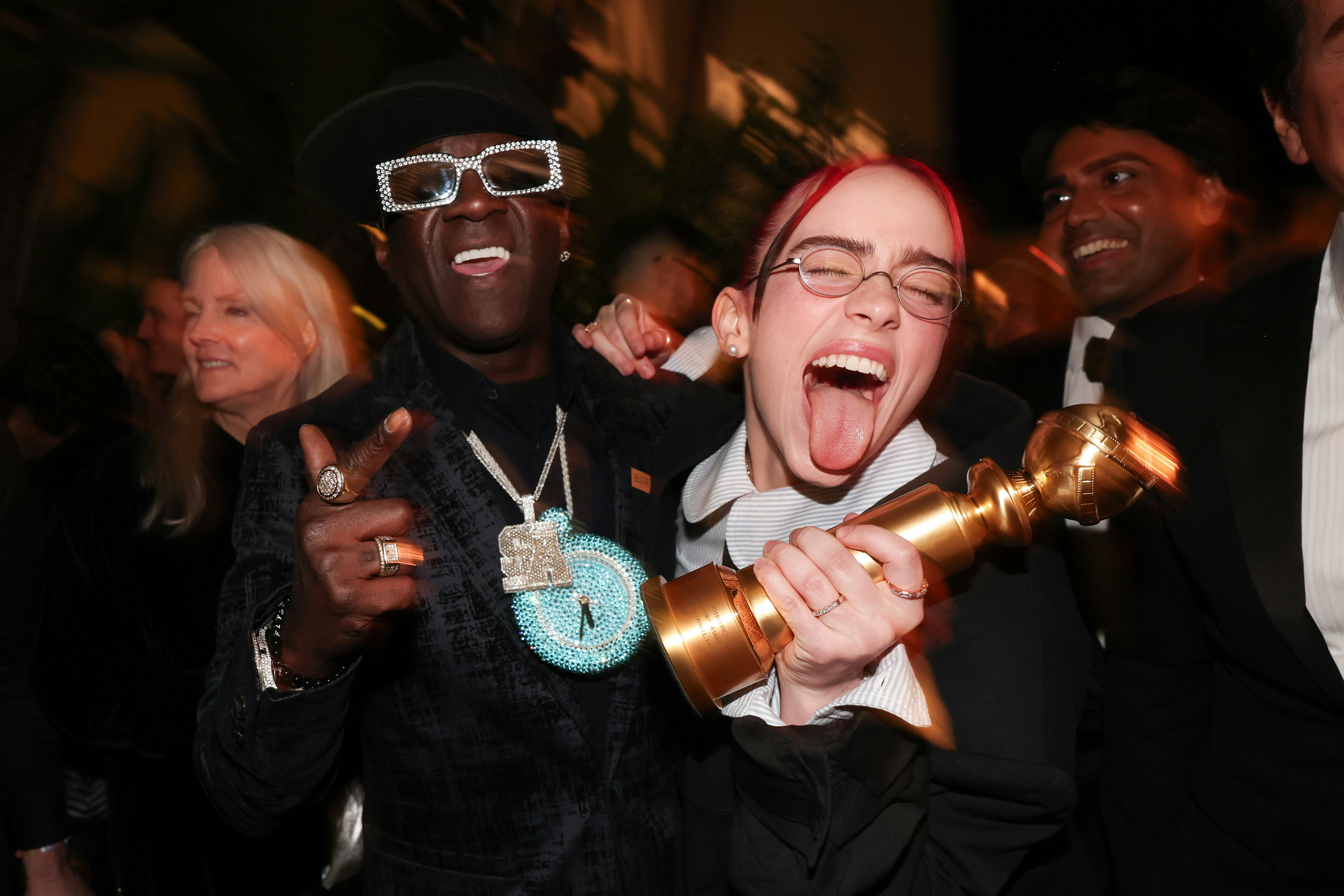 Flavor Flav and Billie Eilish partied at the 2024 Billboard Golden Globes After Party.