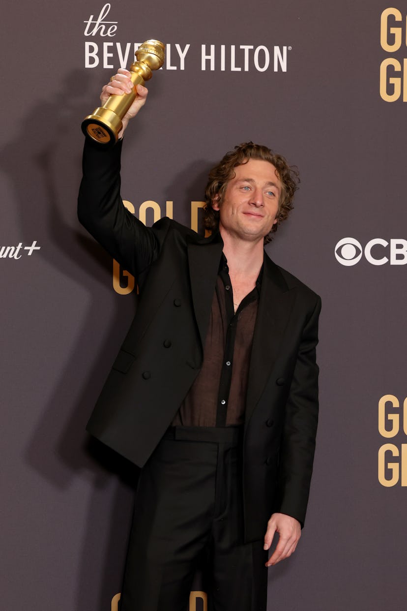 BEVERLY HILLS, CALIFORNIA - JANUARY 07: Jeremy Allen White, winner of the Best Actor in a TV Series,...