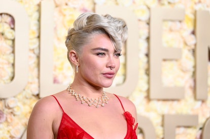 Florence Pugh at the 81st Golden Globe Awards statement necklace