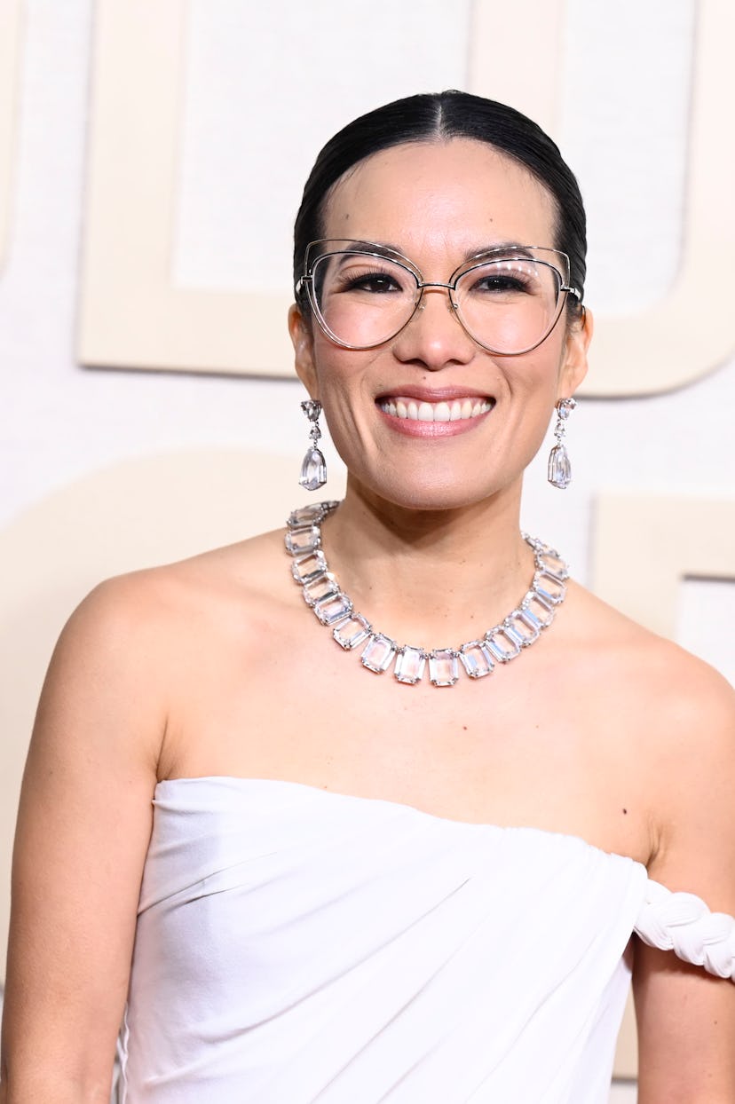 Ali Wong at the 81st Golden Globe Awards statement necklace