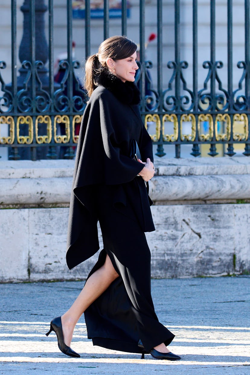Queen Letizia of Spain attends the Pascua Militar ceremony at the Royal Palace on January 06, 2024 i...