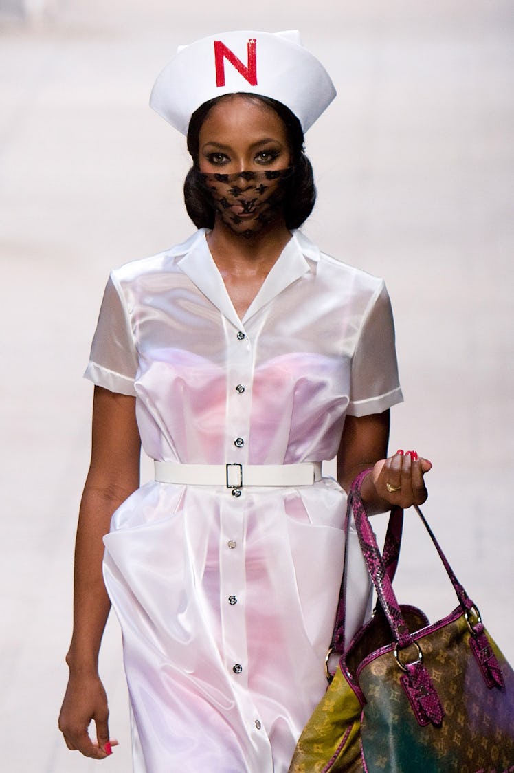 A Model walks down the catwalk during the Louis Vuitton Spring Summer 2008 show at Paris Fashion Wee...