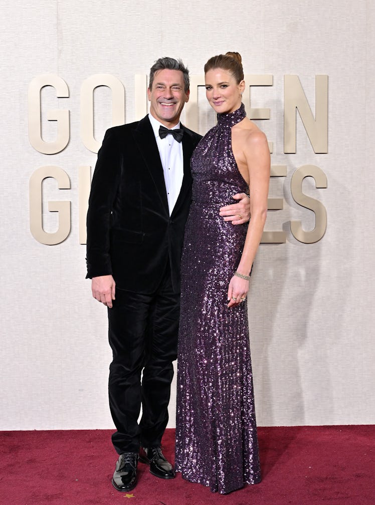 Jon Hamm and Anna Osceola attend the 81st Annual Golden Globe Awards 