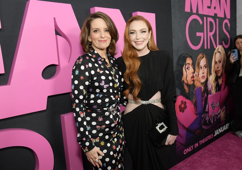 Tina Fey and Lindsay Lohan at the premiere of 'Mean Girls'