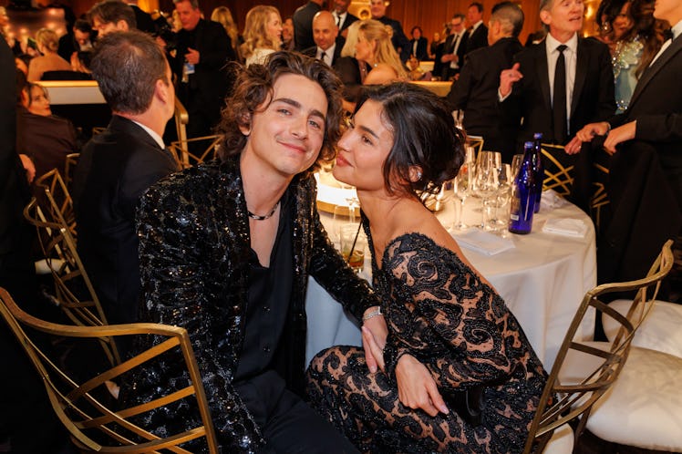 Timothée Chalamet and Kylie Jenner at the 81st Golden Globe Awards held at the Beverly Hilton Hotel ...