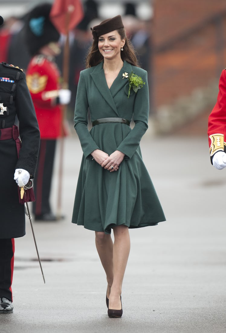 The Duchess Of Cambridge Presents Shamrocks To The Irish Guards At The St Patrick's Day Parade