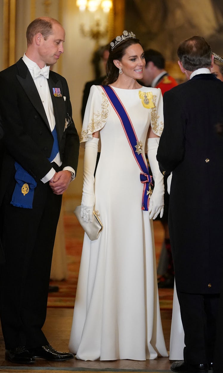 Britain's Prince William, Prince of Wales (L) and Britain's Catherine, Princess of Wales 