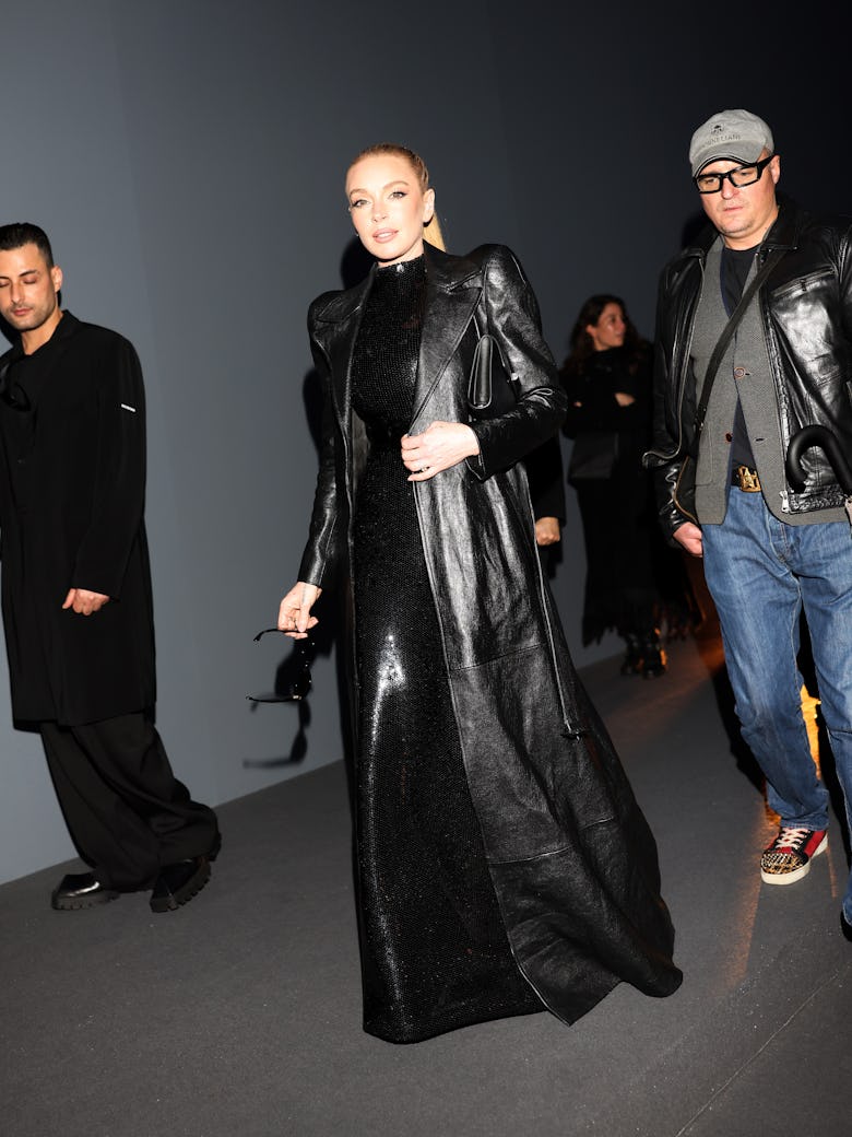 Lindsay Lohan attends the Balenciaga Paris Womenswear Spring-Summer 2025 show as part of Paris Fashi...