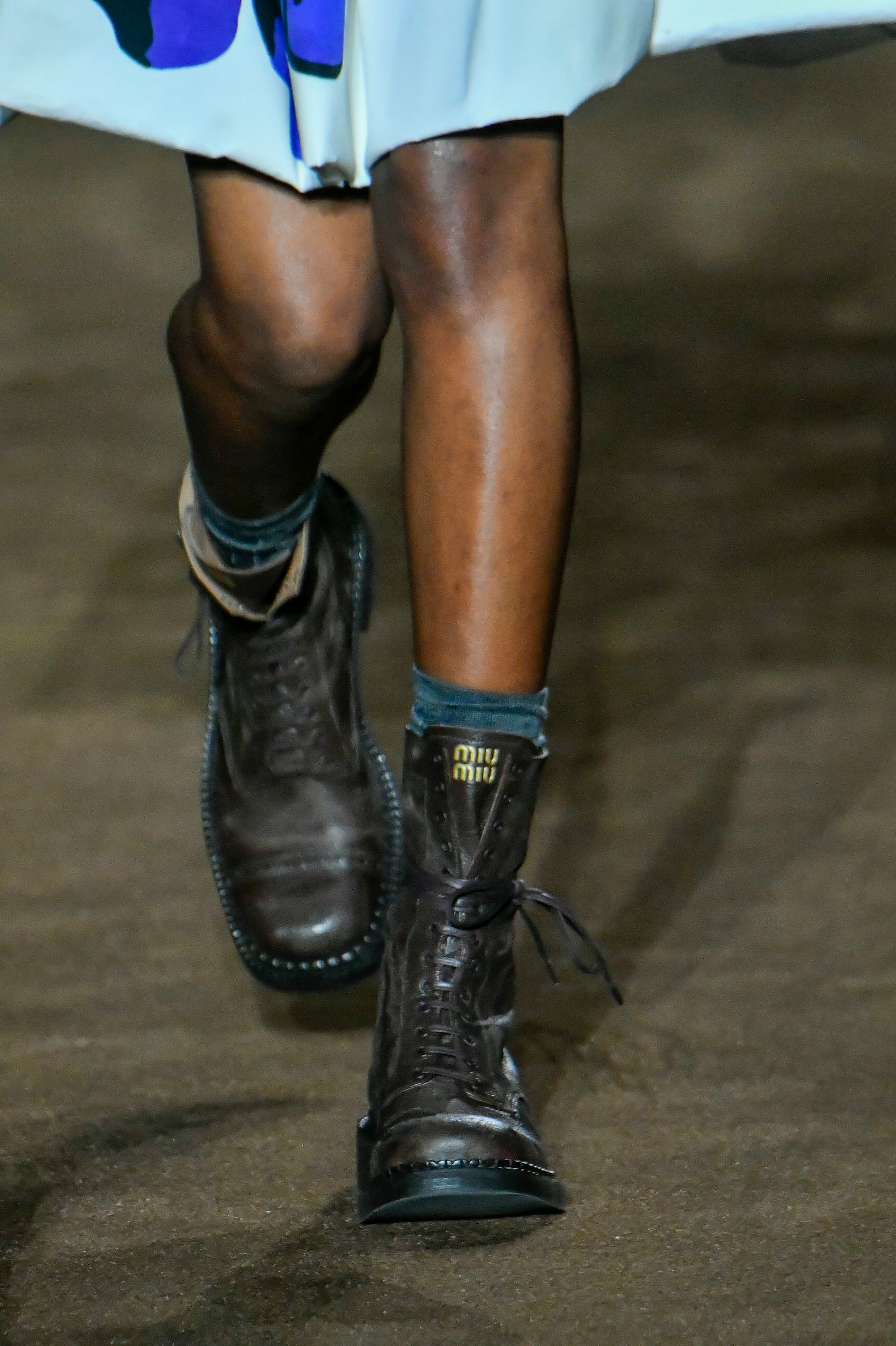 PARIS, FRANCE - MARCH 05: A model walks the runway during the Miu Miu Ready to Wear Fall/Winter 2024...