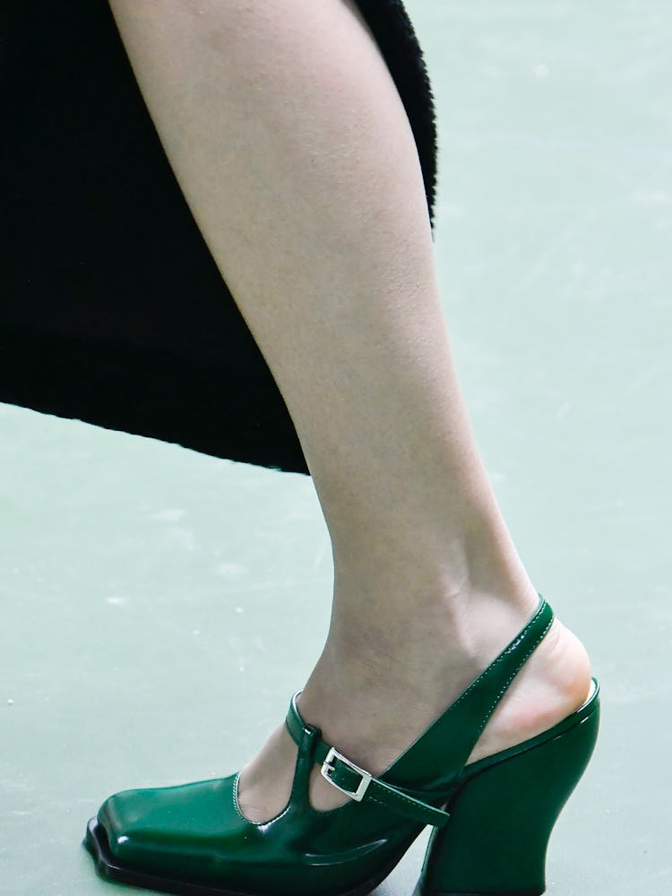 PARIS, FRANCE - MARCH 01: A model walks the runway during the Loewe Ready to Wear Fall/Winter 2024-2...