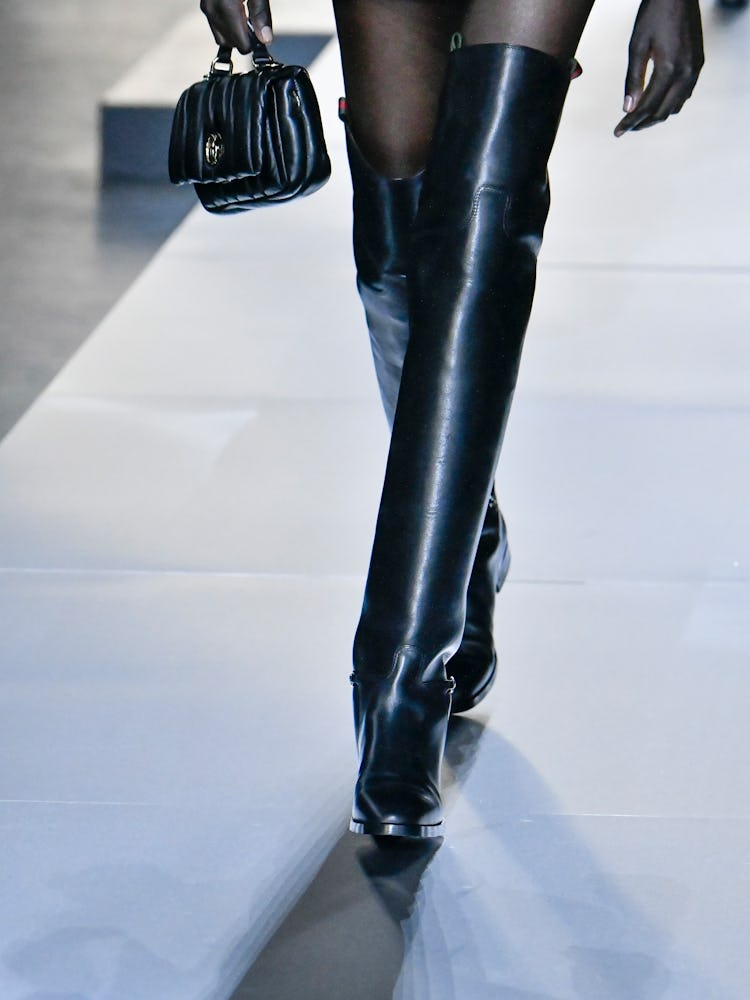 MILAN, ITALY - FEBRUARY 23: A model walks the runway during the Gucci Ready to Wear Fall/Winter 2024...