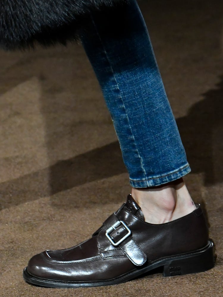 PARIS, FRANCE - MARCH 05: A model walks the runway during the Miu Miu Ready to Wear Fall/Winter 2024...