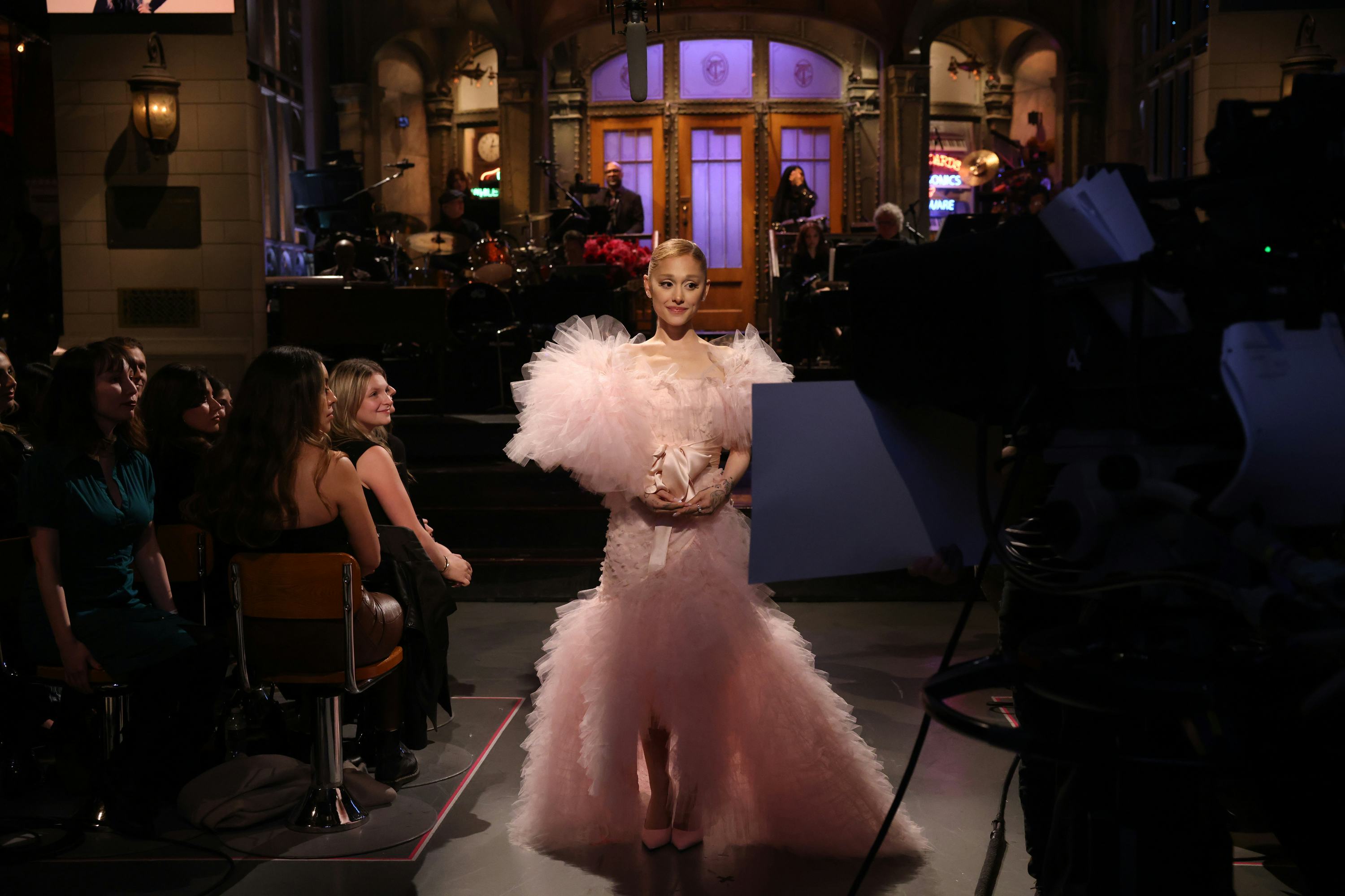 SATURDAY NIGHT LIVE &ndash; Episode 1867 &ndash; Pictured: Host Ariana Grande introduces musical guest Stevie &hellip;