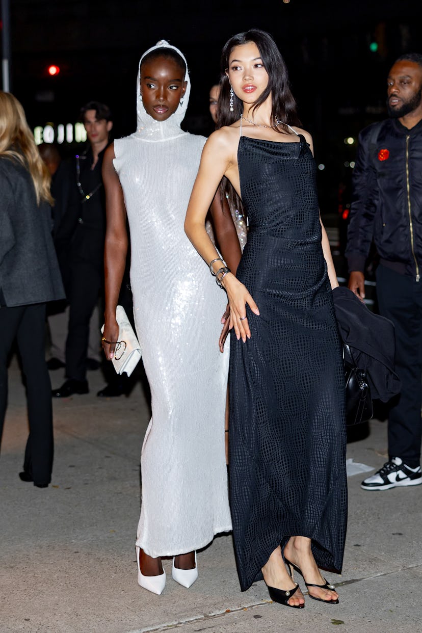 NEW YORK, NEW YORK - OCTOBER 15: Maty Fall and Mika Schneider are seen in Meatpacking on October 15,...