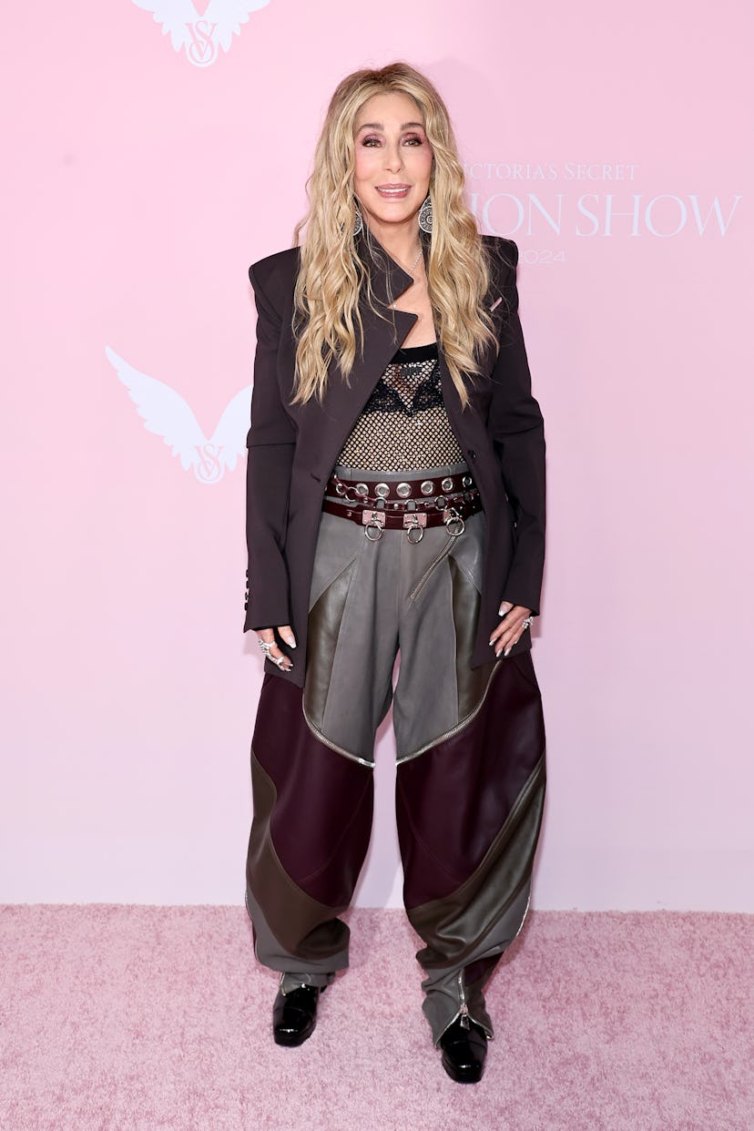 Cher attends the Victoria’s Secret Fashion Show 2024 at Duggal Greenhouse on October 15, 2024 in Bro…
