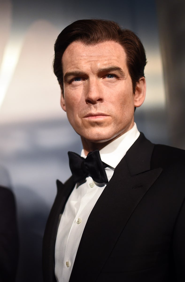 A waxwork of actors George Lazenby and Pierce Brosnan playing the role of James Bond, at Madame Tuss...