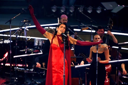 Dua Lipa wore an old Hollywood-inspired dress at a performance at Royal Albert Hall.