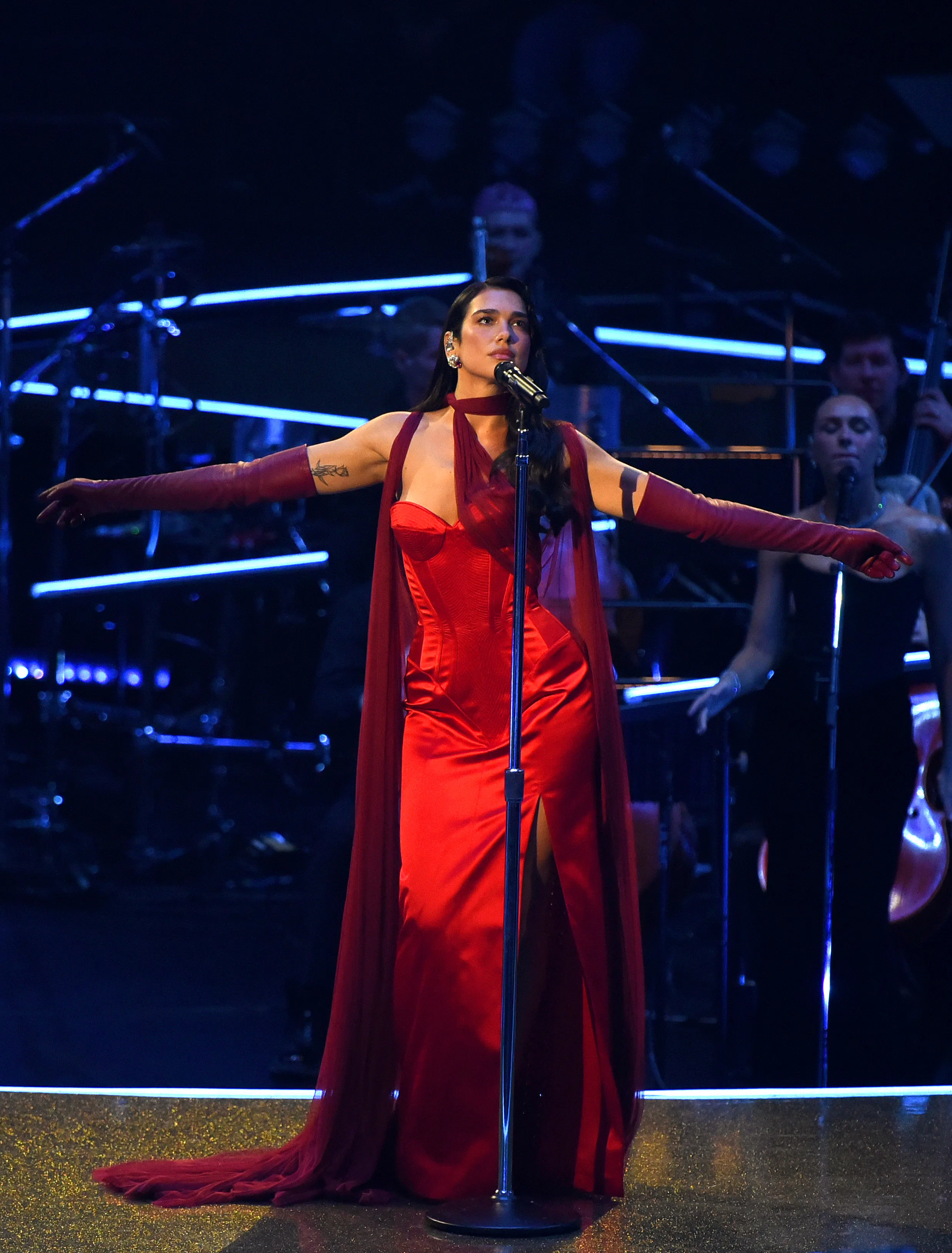 dua lipa new year dress See Dua Lipa's Iridescent New Year's Eve Look Involving Visible Underwear