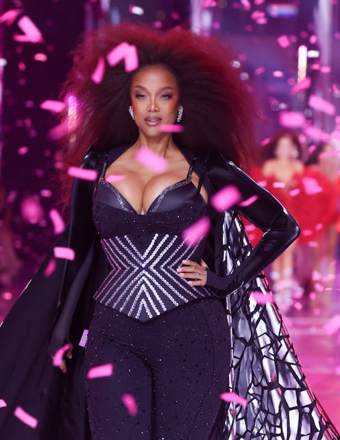 Tyra Banks on the runway at the 2024 Victoria's Secret Fashion Show.