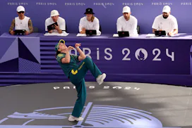 B-Girl Raygun of Team Australia competes during Olympics, and would make a great pop culture Hallowe...