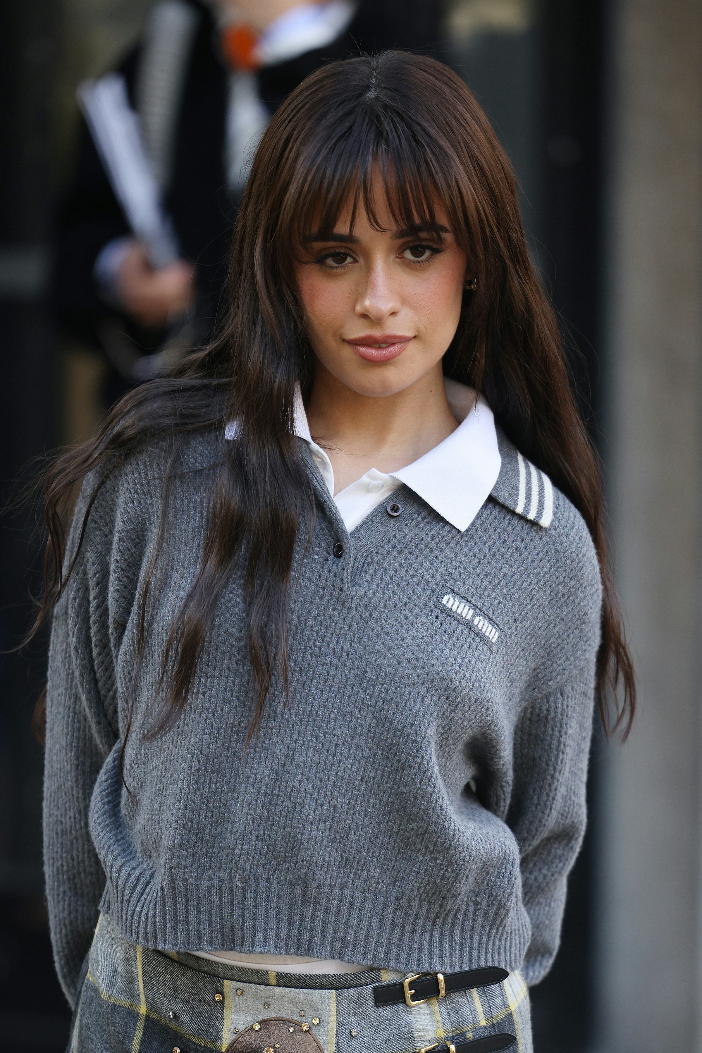 Camila Cabello at the Miu Miu show during Paris Fashion Week Spring/Summer 2025.