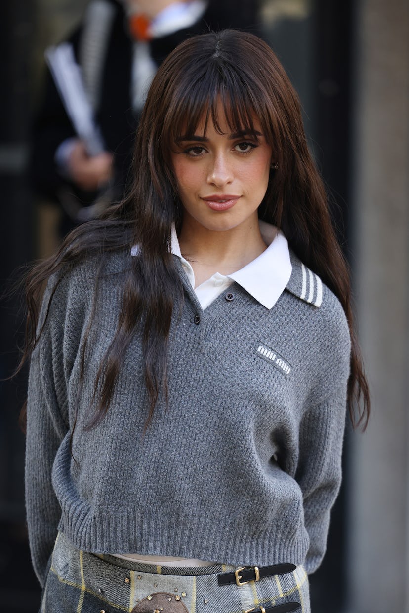 Camila Cabello at the Miu Miu show during Paris Fashion Week Spring/Summer 2025.
