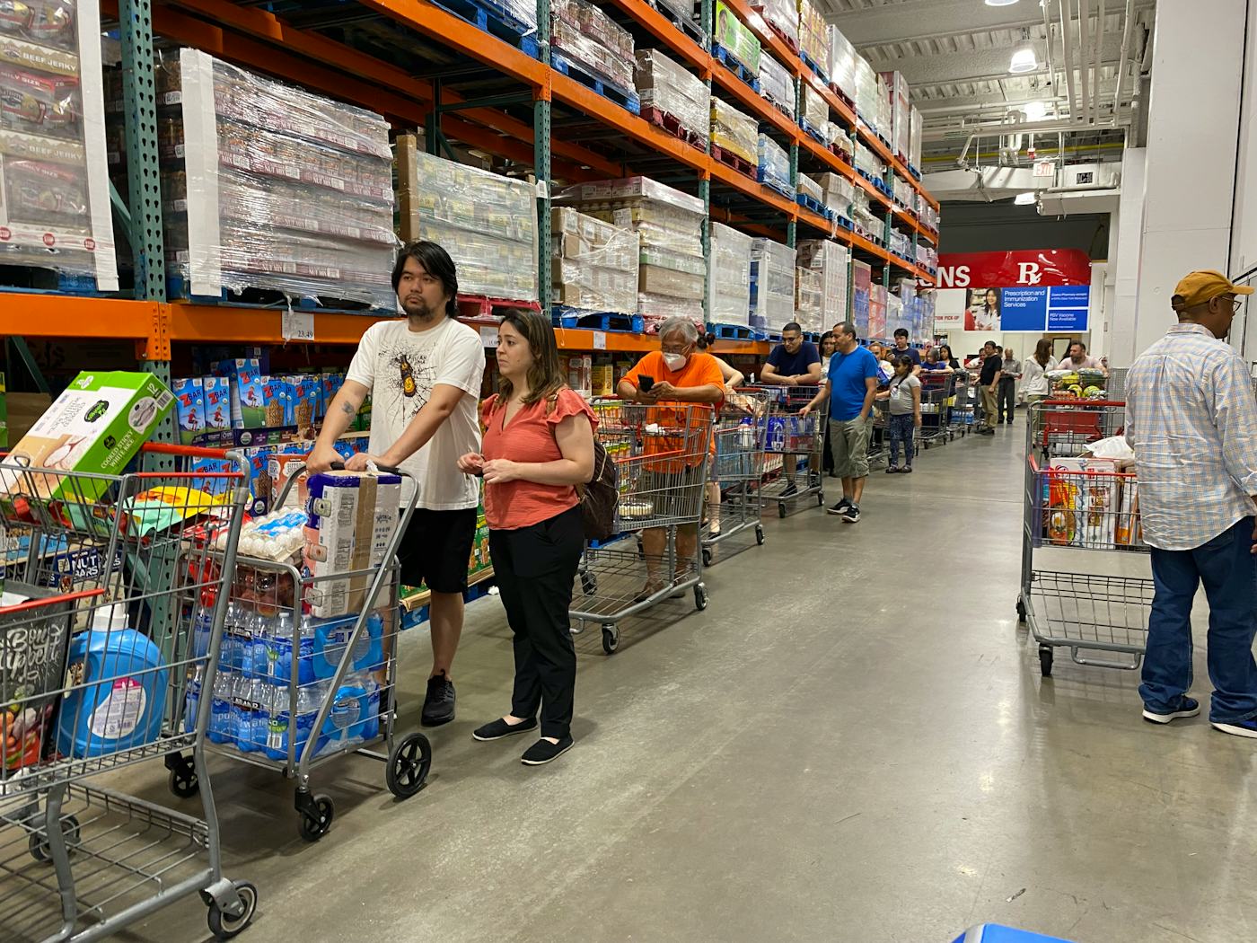 Customers in the Self Checkout lines at Costco, Queens, New York. (Photo by: Lindsey Nicholson/UCG/Universal Images Group via Getty Images)