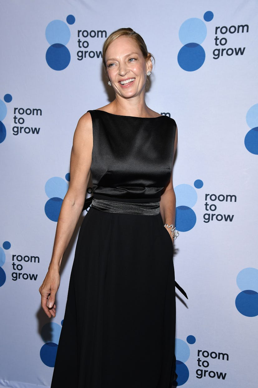 Uma Thurman at the Room to Grow's Annual New York City Gala at the Ziegfield Ballroom on October 22,...