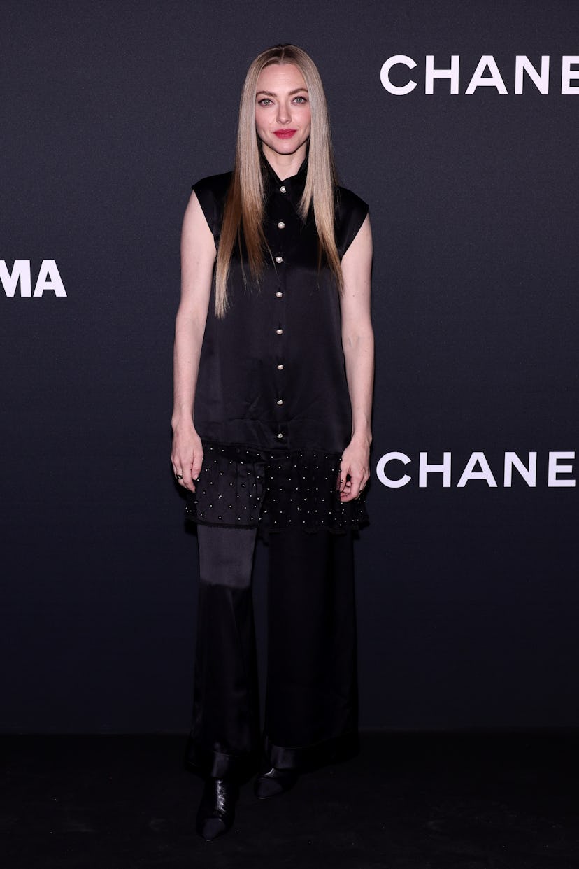 Amanda Seyfried’s Chanel dress-over-pants look
