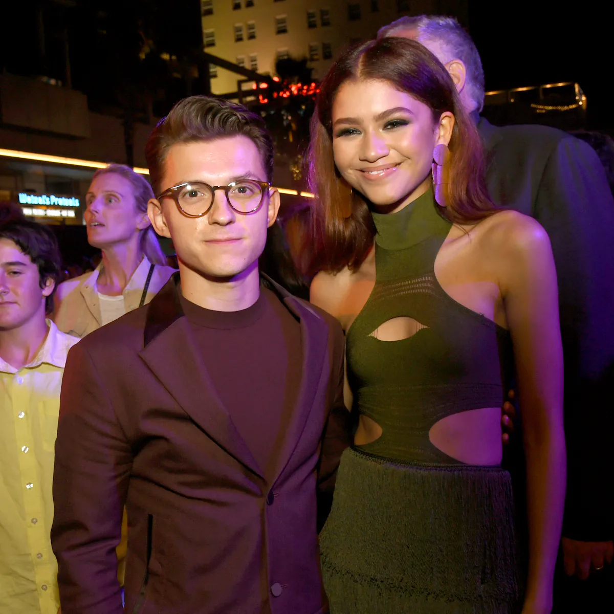 Zendaya's Burgundy Leather Dress Coordinated With Boyfriend Tom Holland's Look Perfectly Zendaya's Burgundy Leather Dress Coordinated With Boyfriend Tom Holland's Look Perfectly