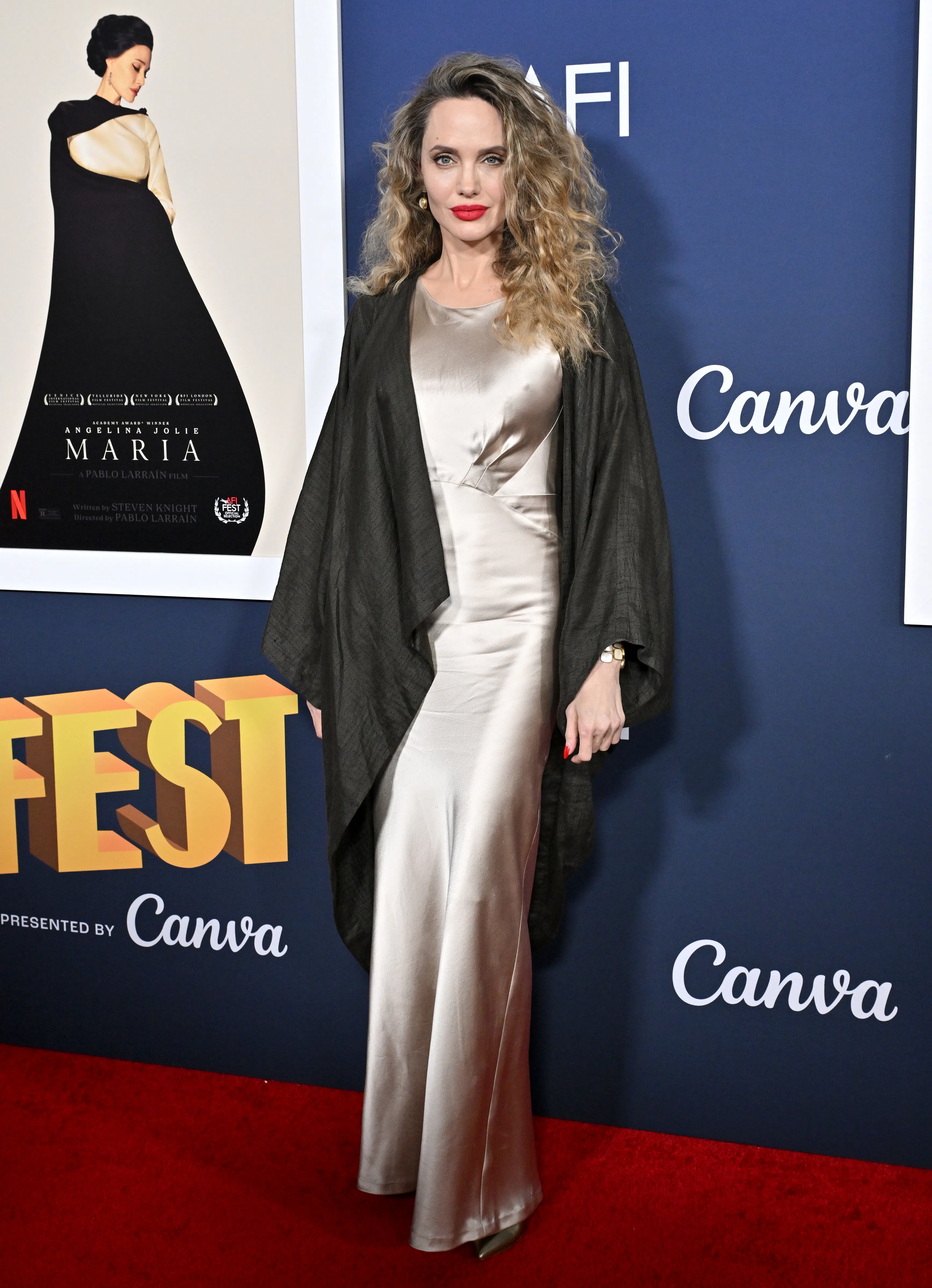 Angelina Jolie Rewears an Atelier Jolie Dress With Untamed '70s Hair