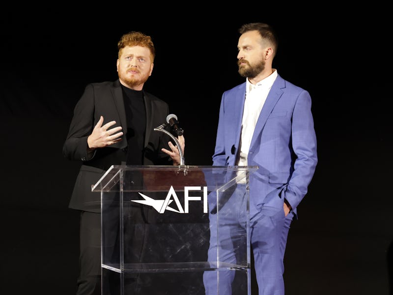 HOLLYWOOD, CALIFORNIA - OCTOBER 24: Writer/director/producer Bryan Woods (L) and writer/director/pro...