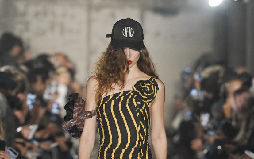 PARIS, FRANCE - SEPTEMBER 23: A model walks the runway during the Vaquera Ready to Wear Spring/Summe...