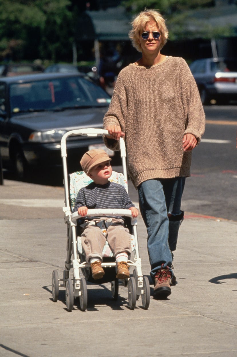 Meg Ryan with Her Son in Stroller (Photo by Mitchell Gerber/Corbis/VCG via Getty Images)