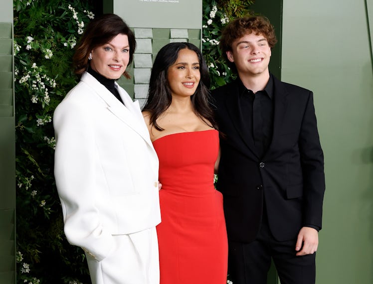 Linda Evangelista, Salma Hayek Pinault, and Agustin Evangelista attend the 2024 WSJ Magazines Innova...