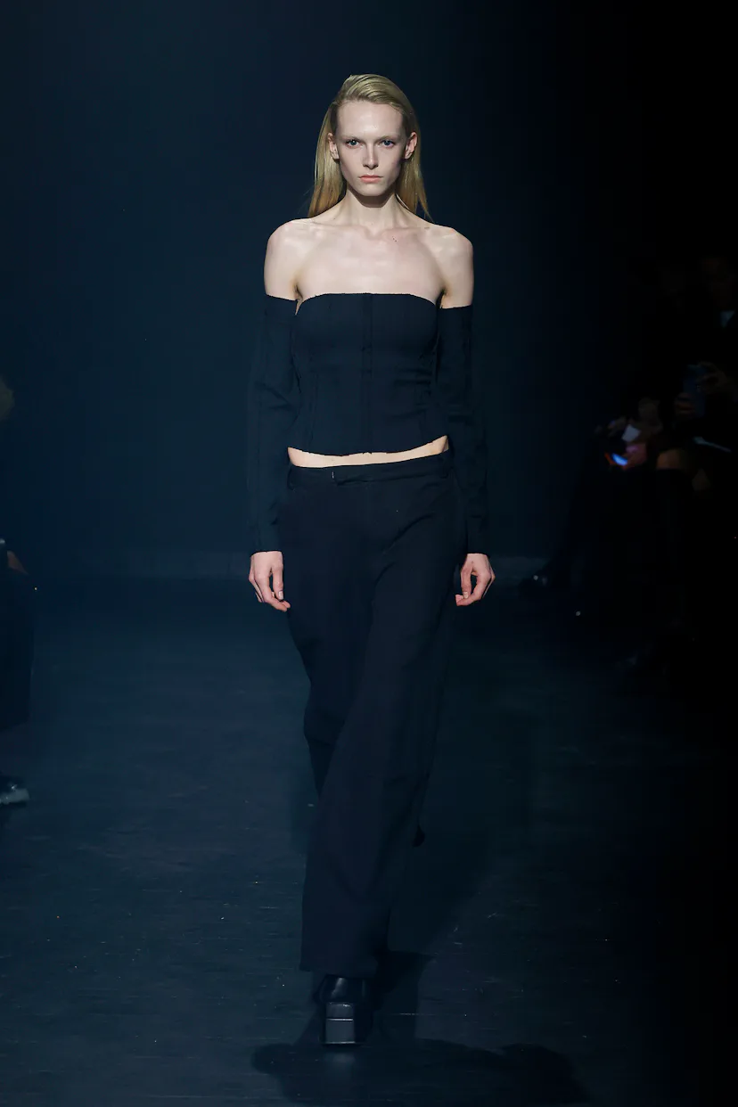 NEW YORK, USA - FEBRUARY 11: A model walks the runway during the Eckhaus Latta Ready to Wear Fall/Wi...