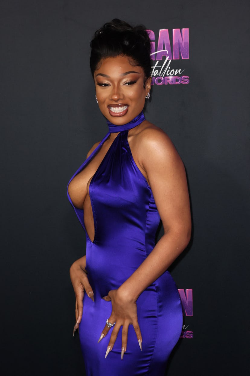 Megan Thee Stallion's dress featured a massive cleavage cutout.