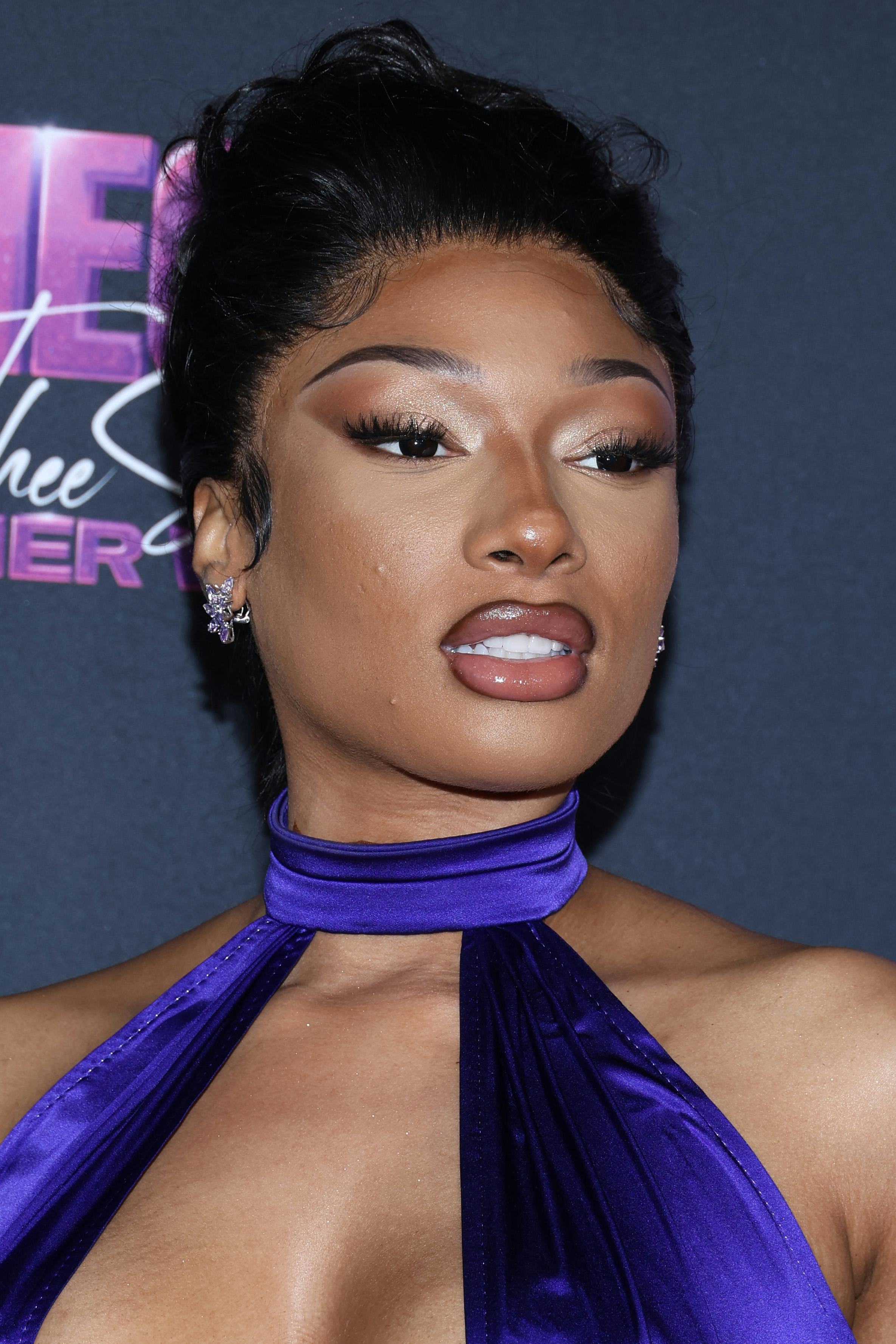 Megan Thee Stallion&rsquo;s dress featured a massive cleavage-baring cutout.
