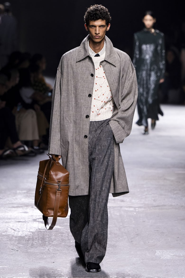 A model walks the runway during the Bottega Veneta Ready to Wear Spring/Summer 2025 fashion show as ...