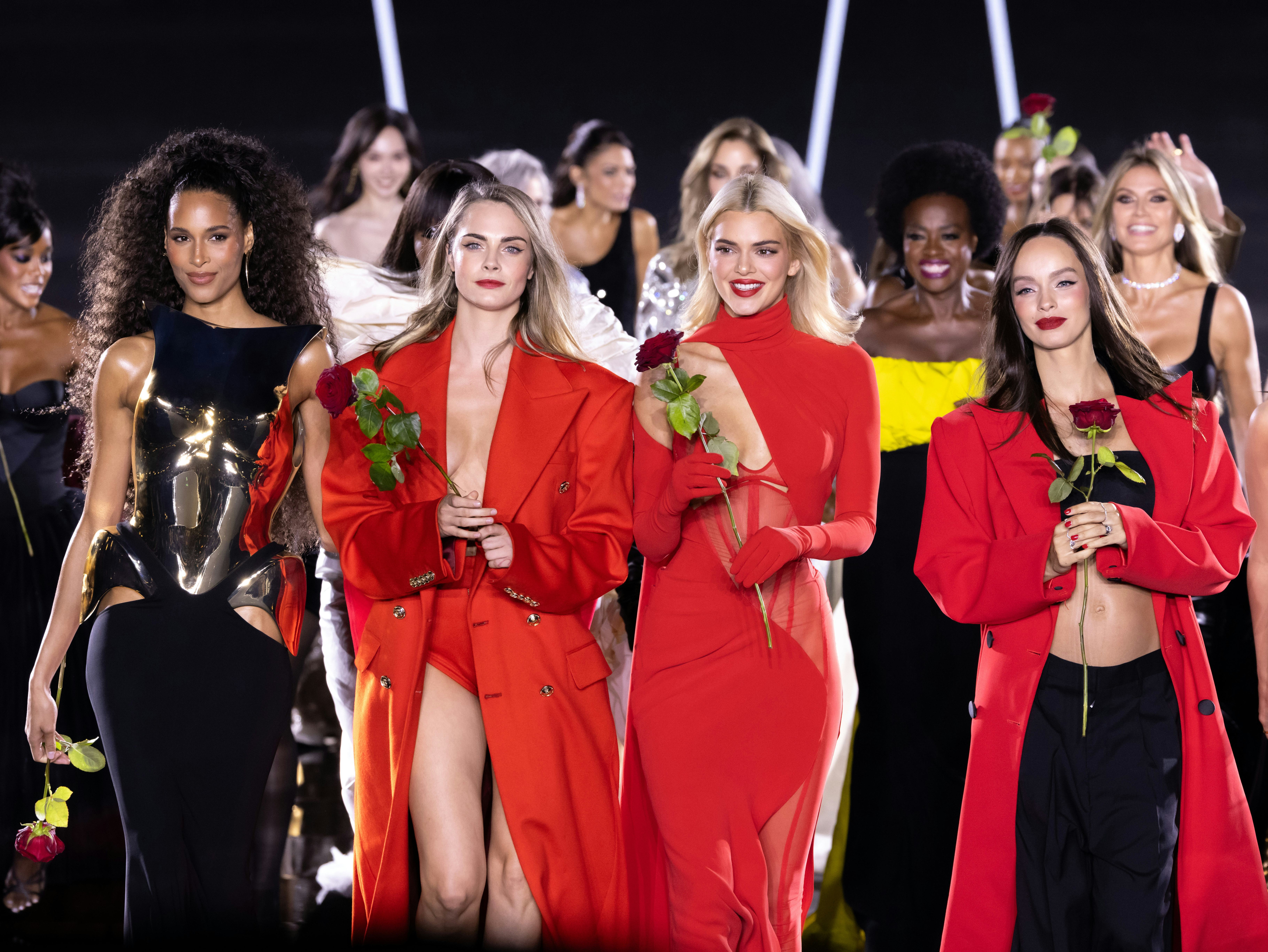 Cindy Bruna, Cara Delevingne, Kendall Jenner and Luma Grothe walks the runway during &ldquo;Le Défilé L&rsquo;Or&hellip;