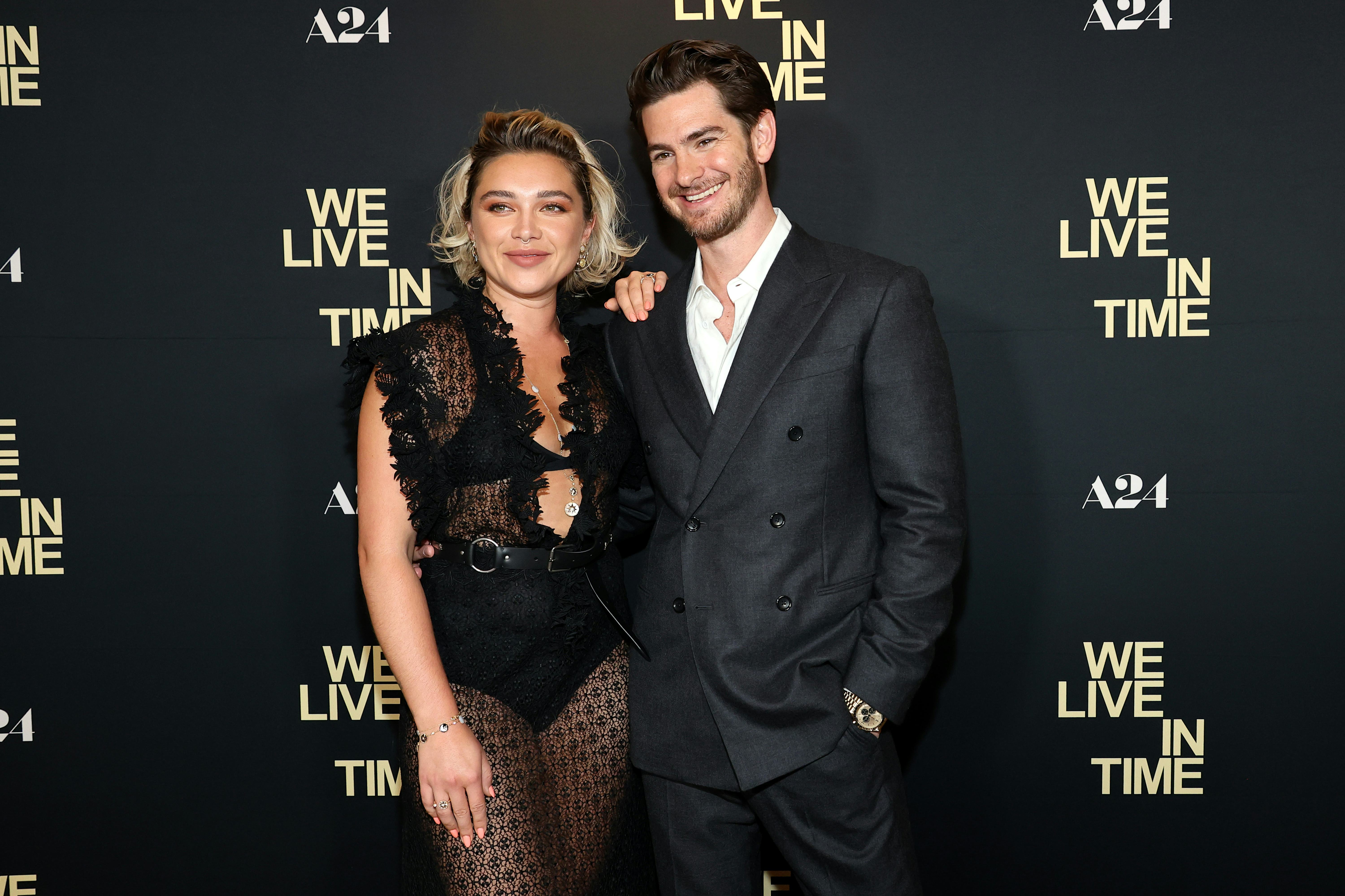 Florence Pugh and Andrew Garfield attend A24&rsquo;s &ldquo;We Live in Time&rdquo; New York Screening