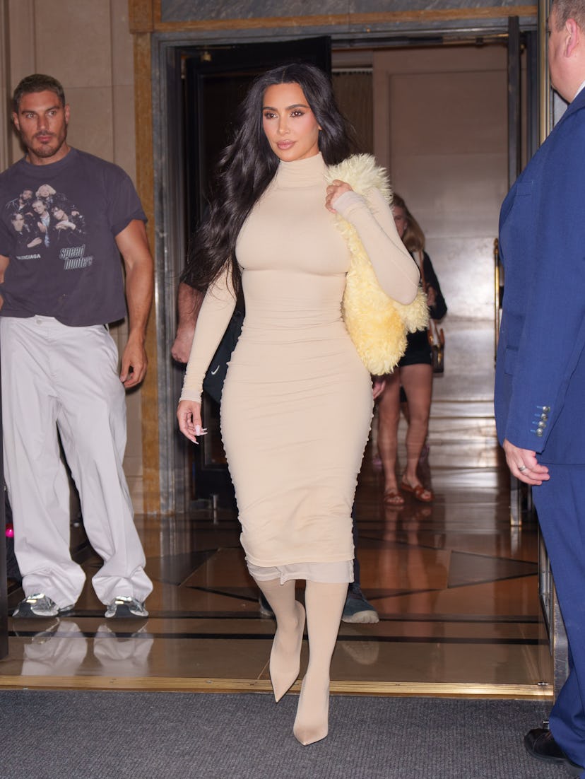 Kim Kardashian departs her hotel en route to Washington DC on August 15, 2024 in New York City.