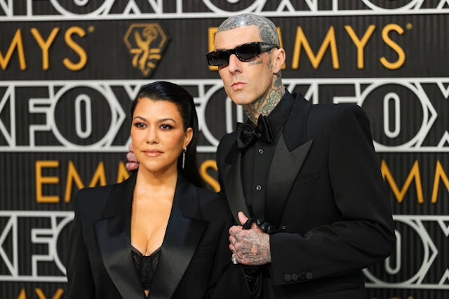 LOS ANGELES, CALIFORNIA - JANUARY 15: (L-R) Kourtney Kardashian and Travis Barker at the 75th Emmy A...