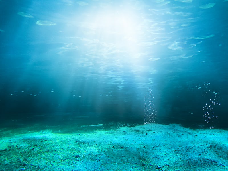 Deep Sea Water Abyss With Blue Sun light