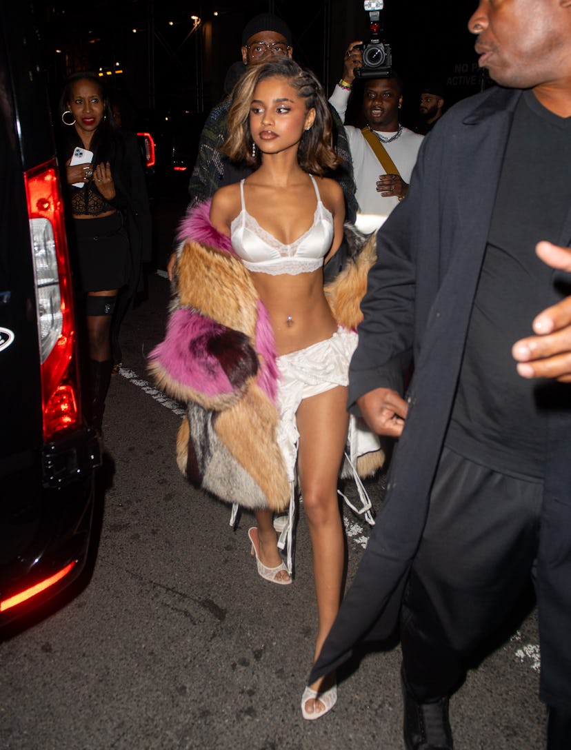 NEW YORK, NY - OCTOBER 15: Tyla is seen on October 15, 2024 in New York City. (Photo by DAMEBK/Baue...