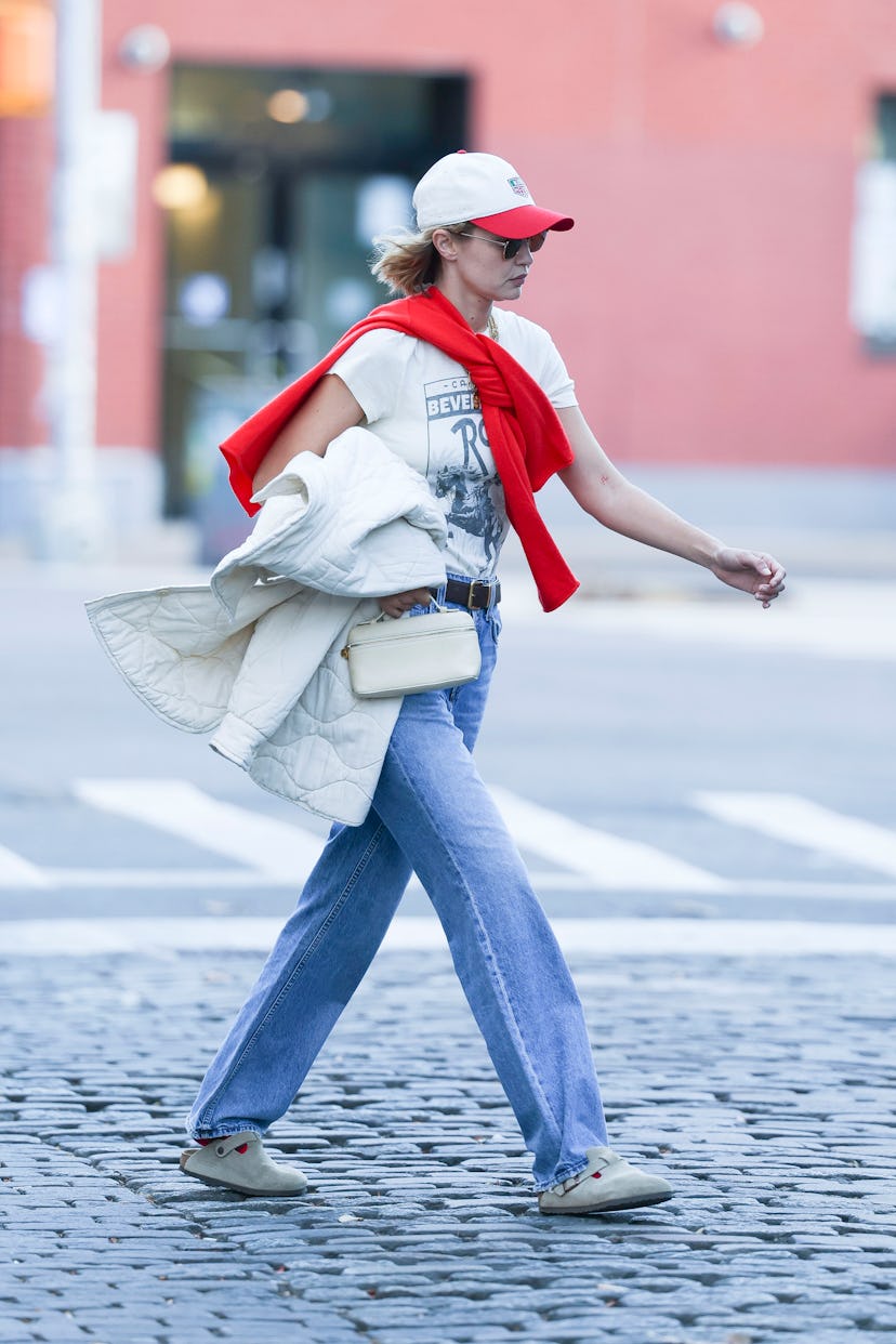 Gigi Hadid wore “ugly shoes” and matched with boyfriend Bradley Cooper in NYC.