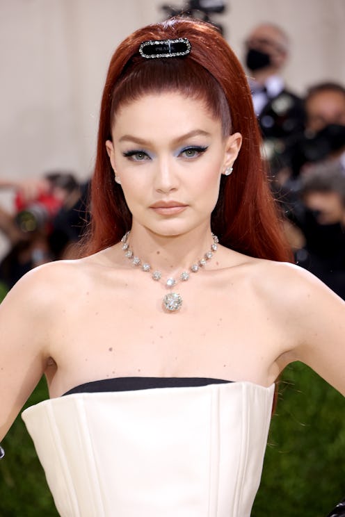 gigi hadid red hair ponytail