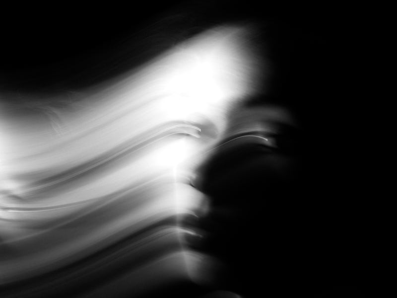 Woman portrait long exposure black and white
