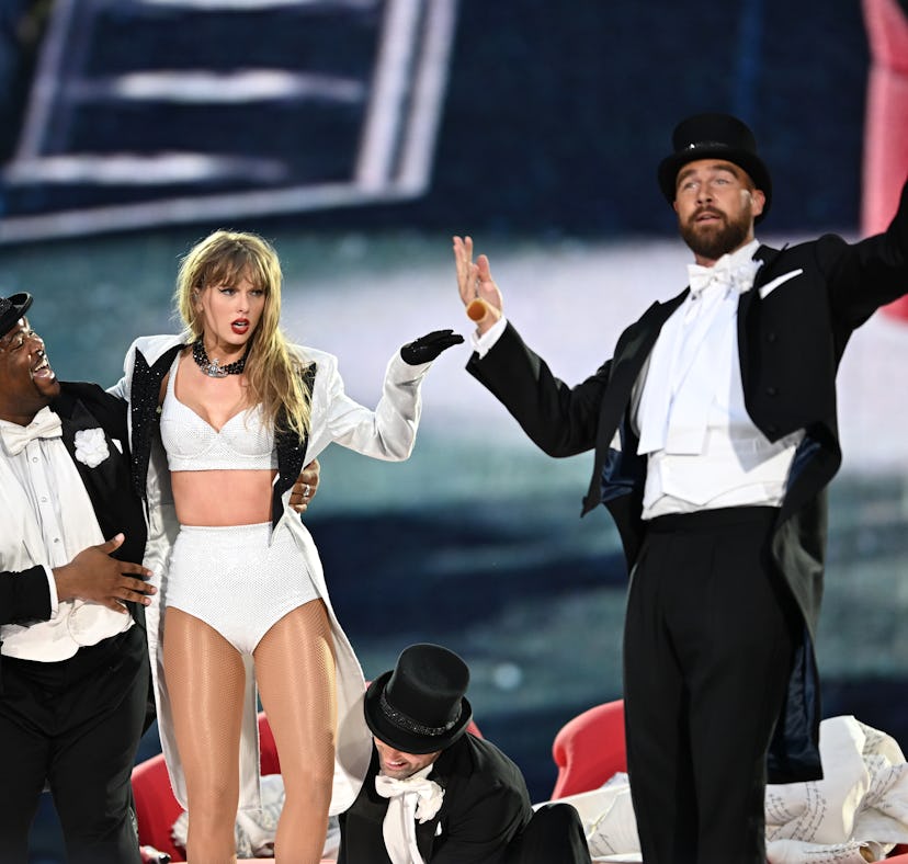 Taylor Swift and Travis Kelce performing at the Eras Tour